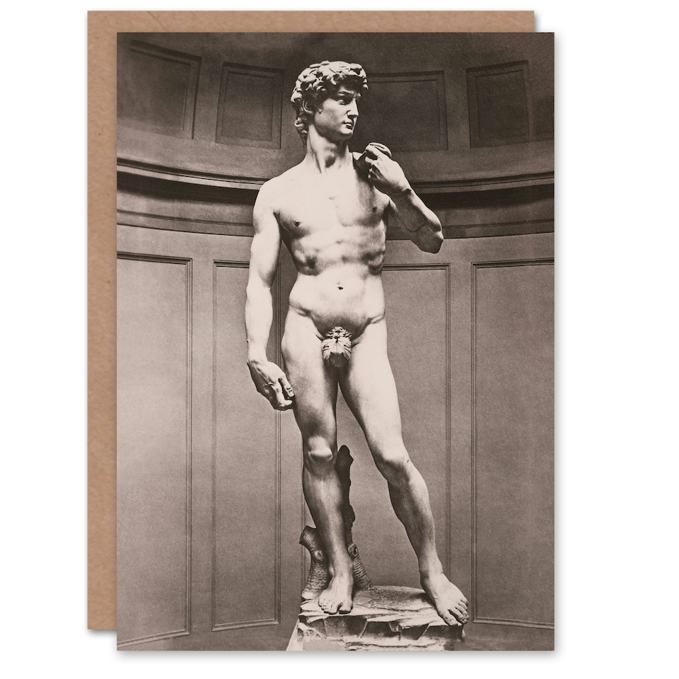 image 1 of Michelangelo Art Card Statue of David Vintage Photograph