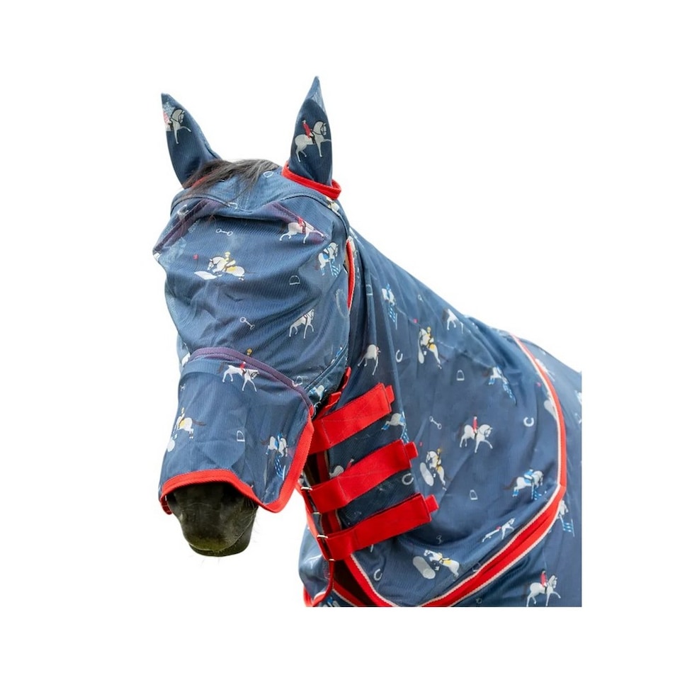 Hy Compeion Ready Horse Fly Mask With Ears And Detachable Nose | Blue | Navy | Full | 1