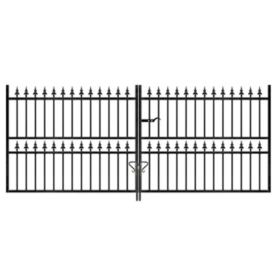 image 1 of Corfe Premium Range Spear Top Low Double Gate - Steel - Fits Gap of 3658 mm x 1168 mm High - Electro Galv./Black Powder Coated Black