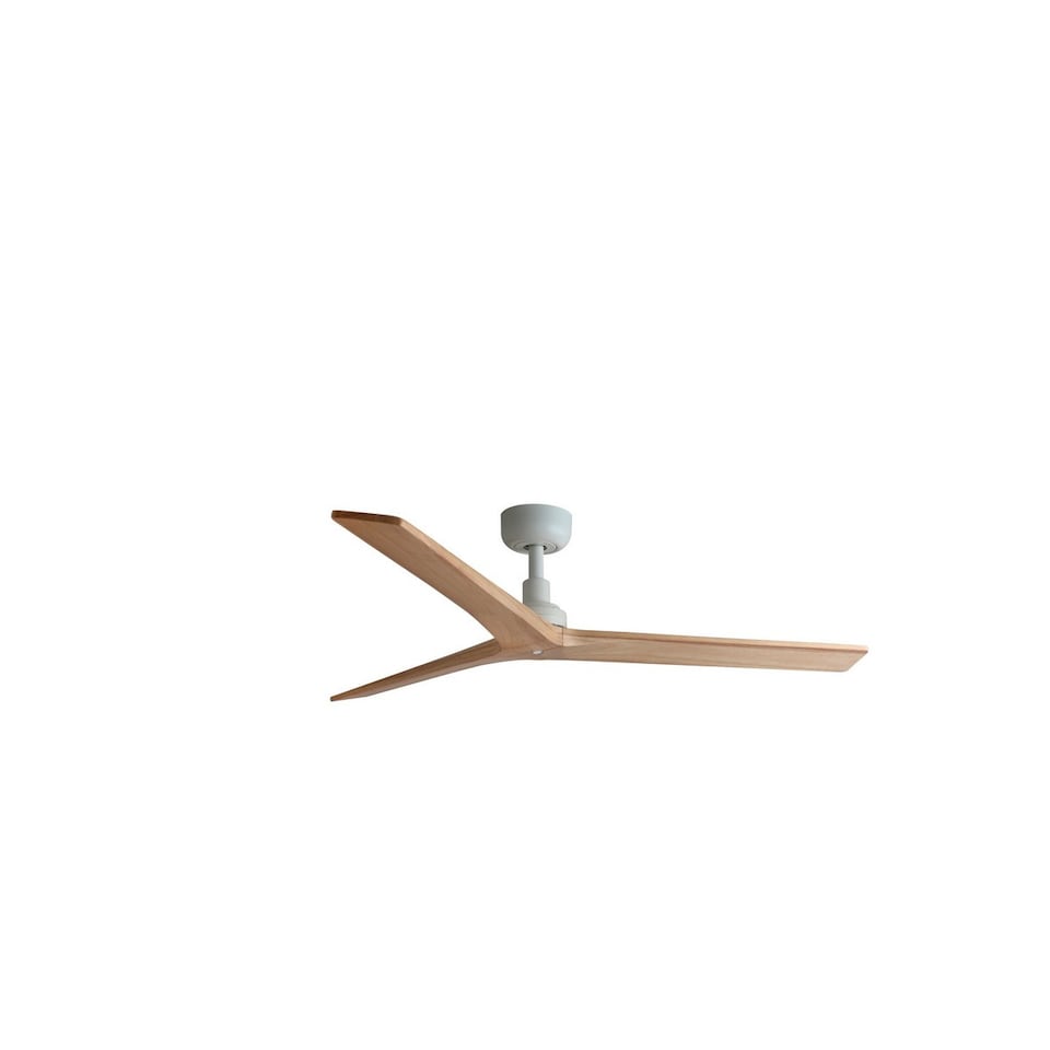 image 1 of Klim Medium White, Light Pine Wood DC Ceiling Fan 6 Speed