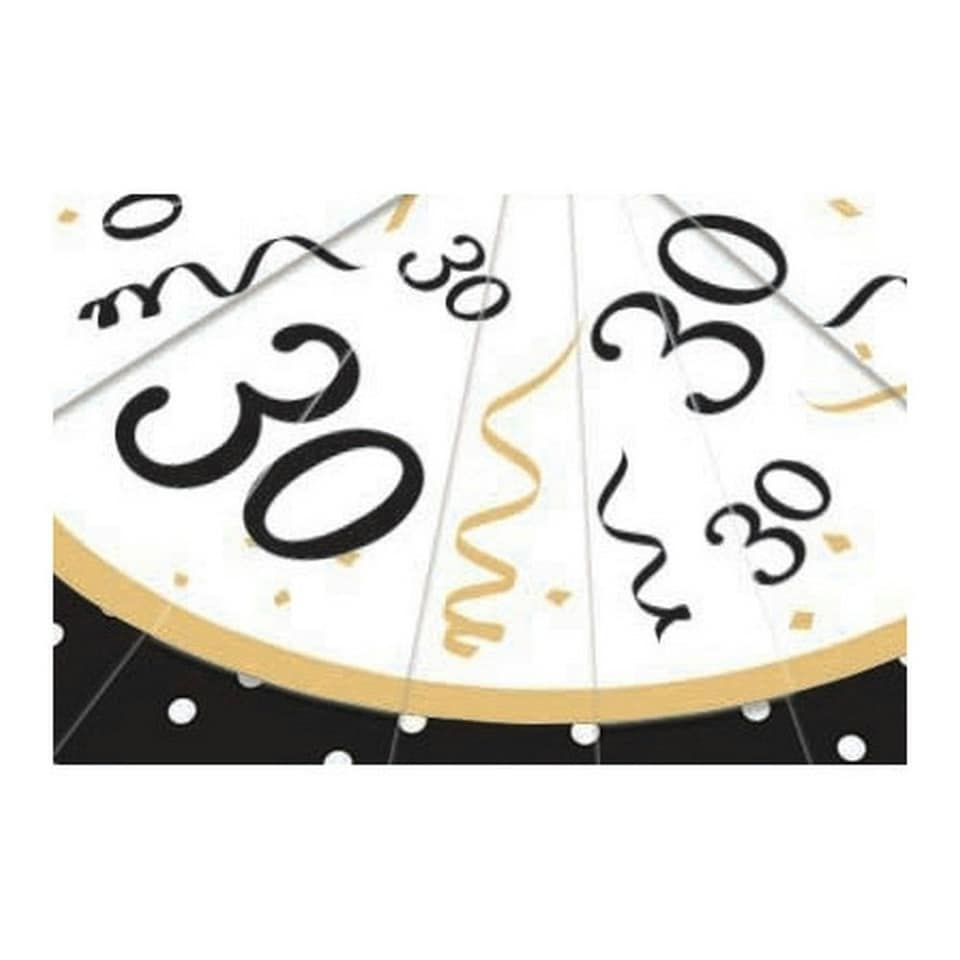 image 1 of Bristol Novelty 30th Birthday Drink Umbrellas (Pack of 12) - Black/White/Gold - One Size
