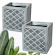 image 1 of 2 x Small Garden Lazio Square Planter Plastic Pot Summer Outdoor Garden Boxes For Home & Office Grey