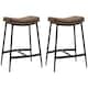 image 1 of HOMCOM Breakfast Bar Stools Set of 2 Upholstered Barstools w/ Curved Seat Brown