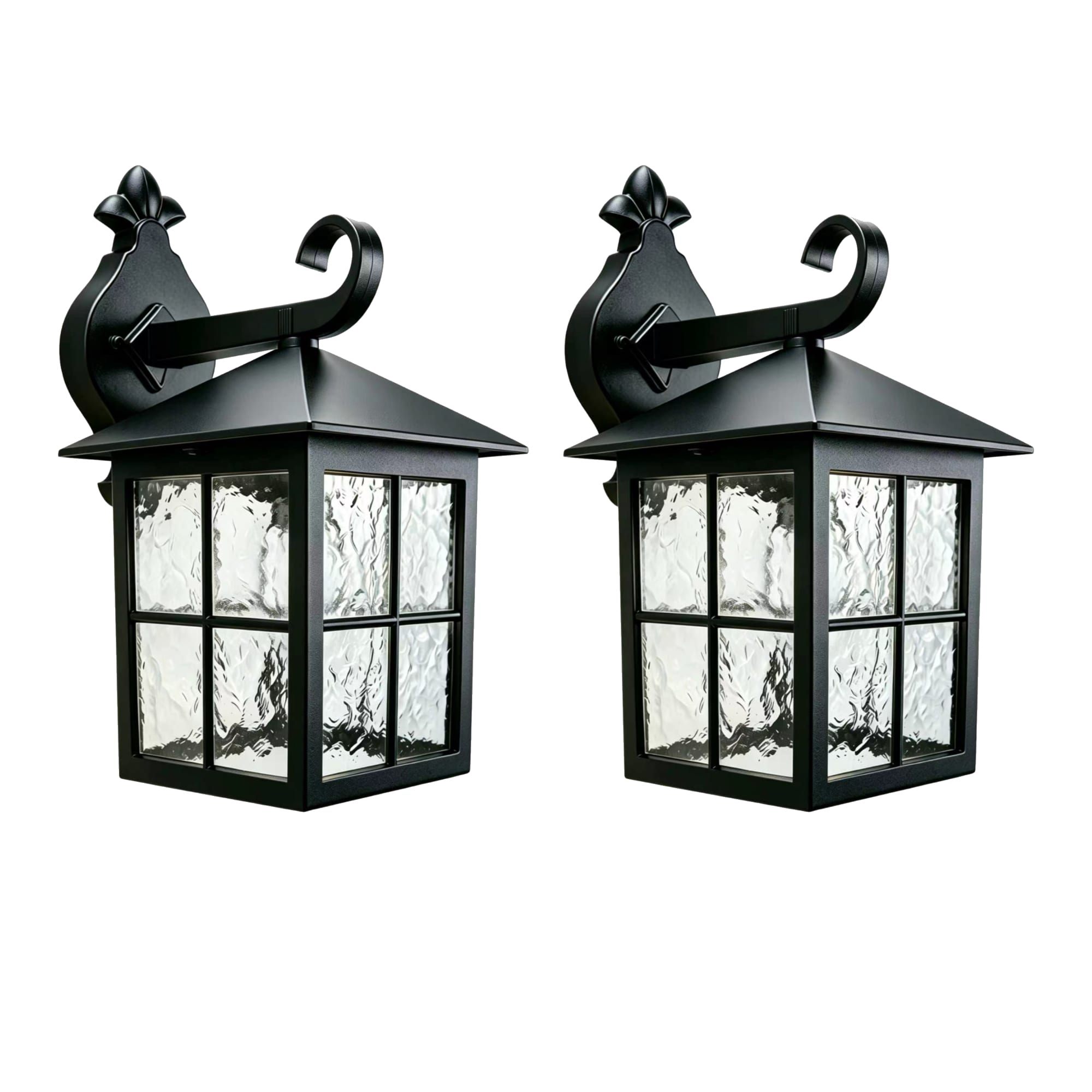 First Choice Lighting Set of 2 Somerset Black Outdoor Lantern Wall Lights