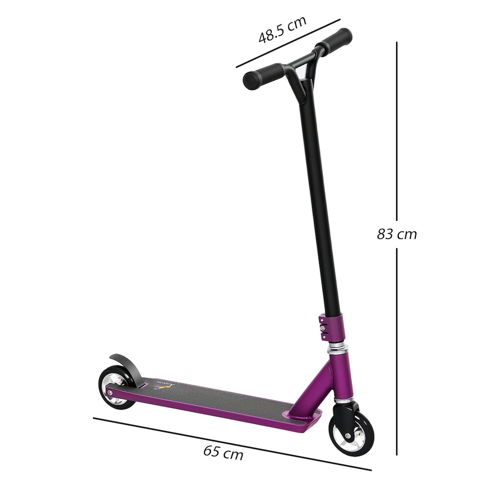 image 1 of HOMCOM Stunt Scooter Entry Level Tricks Scooter for 14+ Beginners, Purple | Purple | Purple