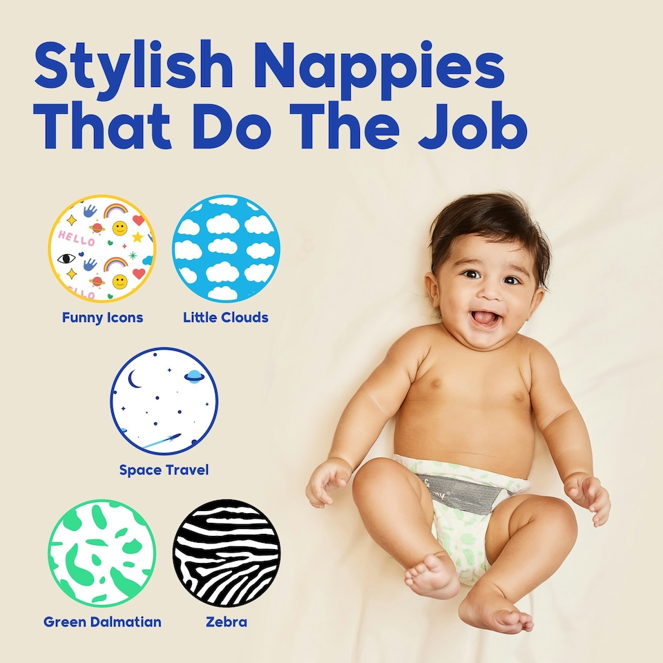 image 1 of Kim & Kimmy Nappies, Size 5, 12-17kg, 44 Pack, Space Travel