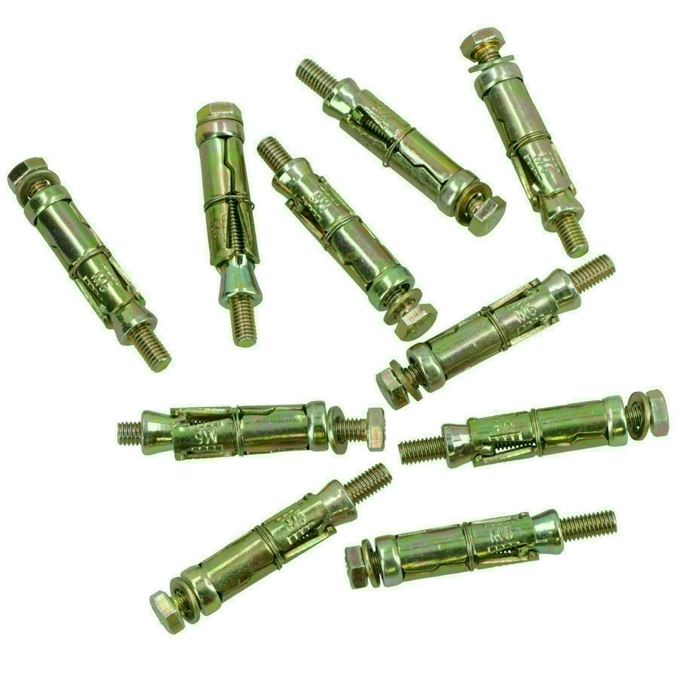 image 1 of M6 6mm x 60mm Expansion Rawl Bolt for Masonry Sleeve Anchors Fastener 10pk