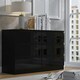 image 9 of FWStyle Stora 6 Drawer Wide 3+3 Chest Of Drawers - Black Gloss Front