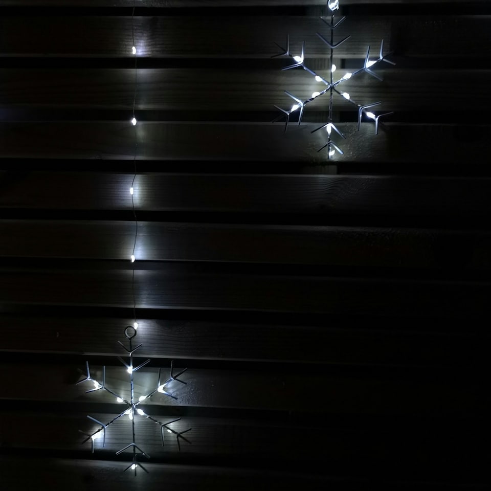 image 1 of 1.2m Battery Operated Snowflake Curtain Christmas Lights with 147 White LEDs