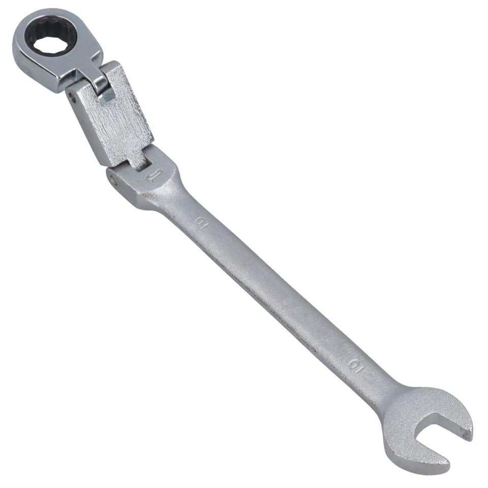 image 1 of 10mm Metric Double Jointed Flexi Ratchet Combination Spanner Wrench 72 Teeth