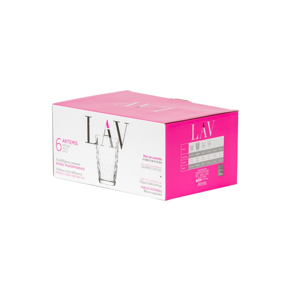 image 1 of LAV Artemis Highball Glasses - 415ml - Clear - Pack of 6 | Clear | Clear