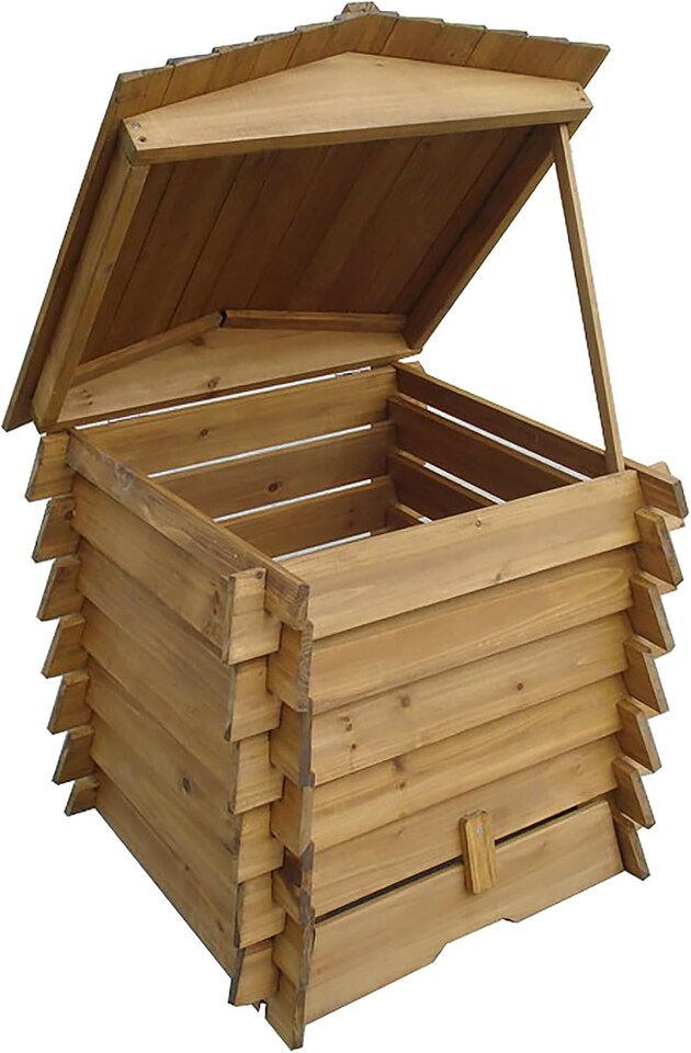 image 1 of Wooden Compost Bin Composter BeeHive Style Recycle Garden Kitchen Waste 328L
