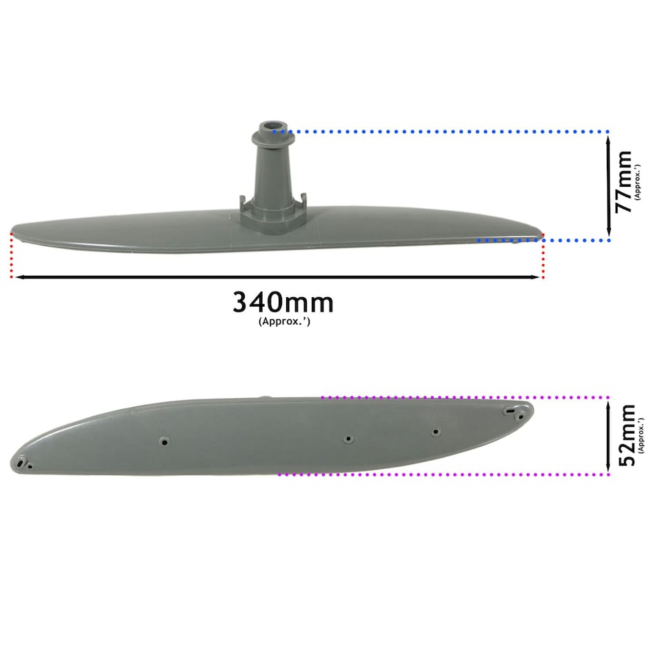 image 1 of SPARES2GO Lower Spray Arm for AEG F434 F444 F447 F547 F548 F644 F648 F844 F854 Dishwasher (340mm)