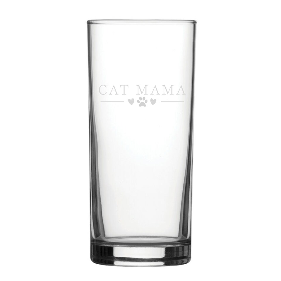 image 1 of Personalised Cat Mama Engraved Novelty Hiball Glass for Friend