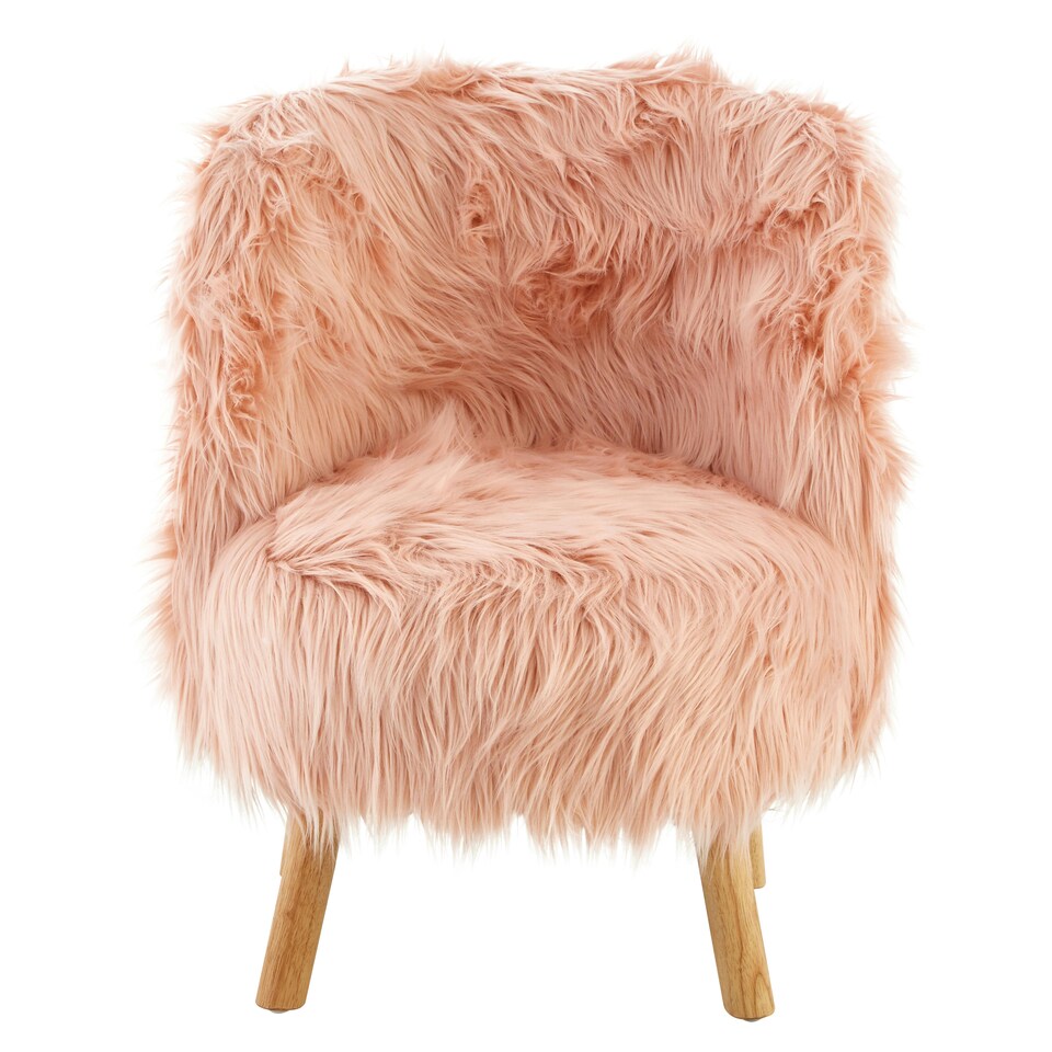 image 1 of Premier Kids Pink Faux Fur Chair, Backrest Indoor Accent Chair, Easy to Clean Small Lounge Chair