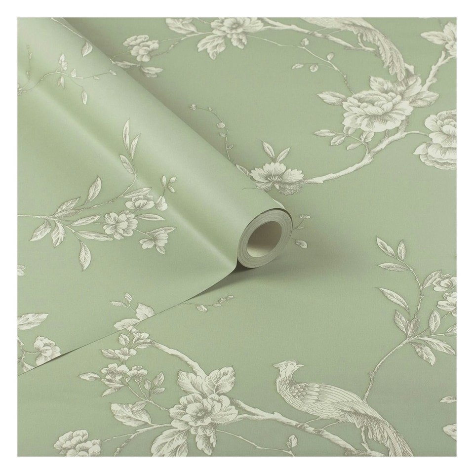 image 1 of World of Wallpaper Chinoise Wallpaper - Sage Green - 10m x 0.53m Green
