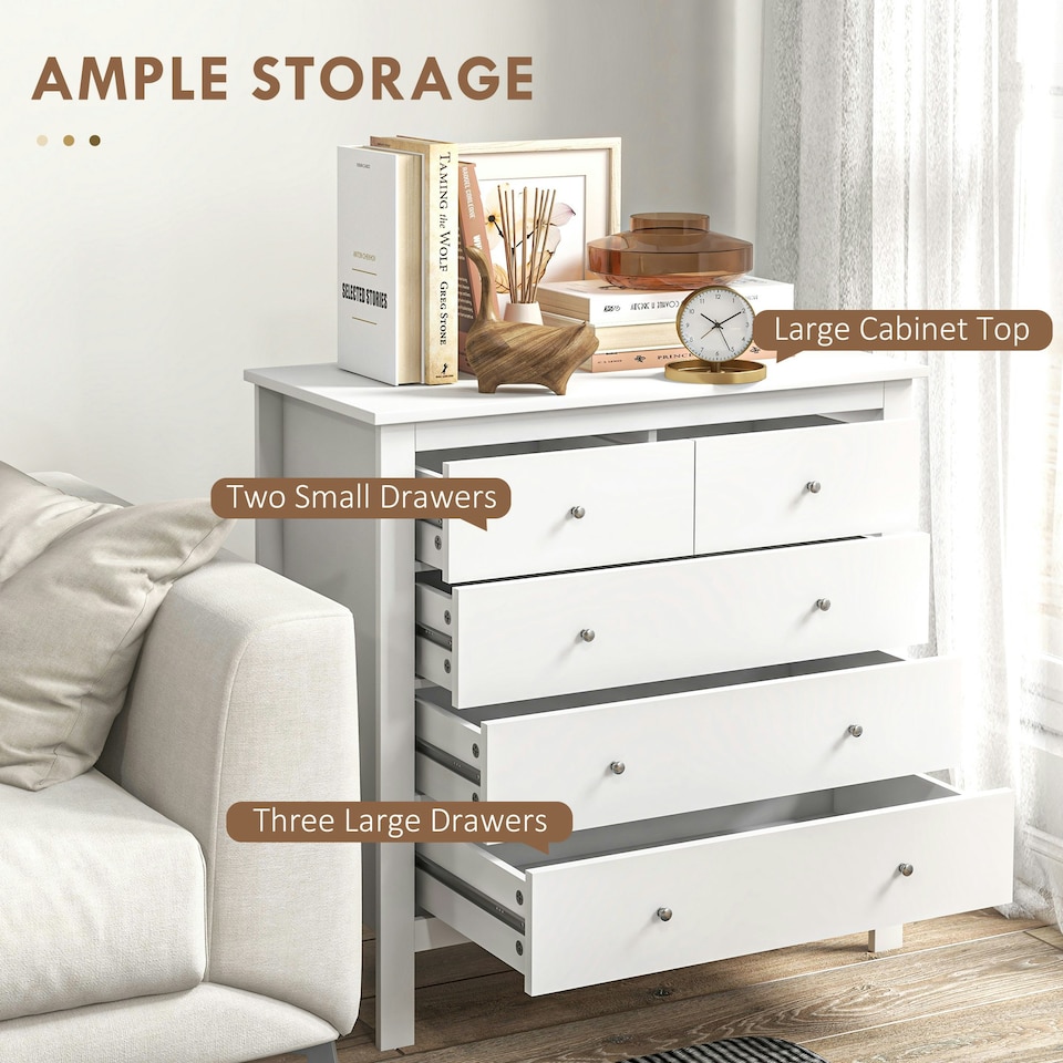 image 1 of HOMCOM Modern Chest Of Drawers, 5 Drawer Unit Storage Chest for Bedroom