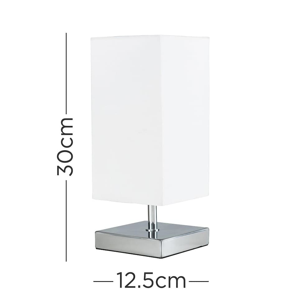 image 1 of ValueLights Yuko Chrome Touch Table Lamp With White Shade | Silver | White