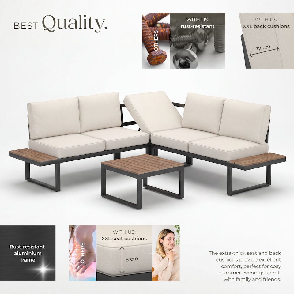 image 1 of Eliar Garden Lounge Set, 4-piece, with aluminum frame