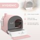 image 3 of PawHut Cat Litter Box Kitten Litter Tray w/ Lid, Scoop, Filter, Flap Door, Pink