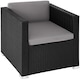 image 1 of Rattan Garden Armchair Lignano - UV-resistant, with seat and back cushions | Black | black | One Size | 1