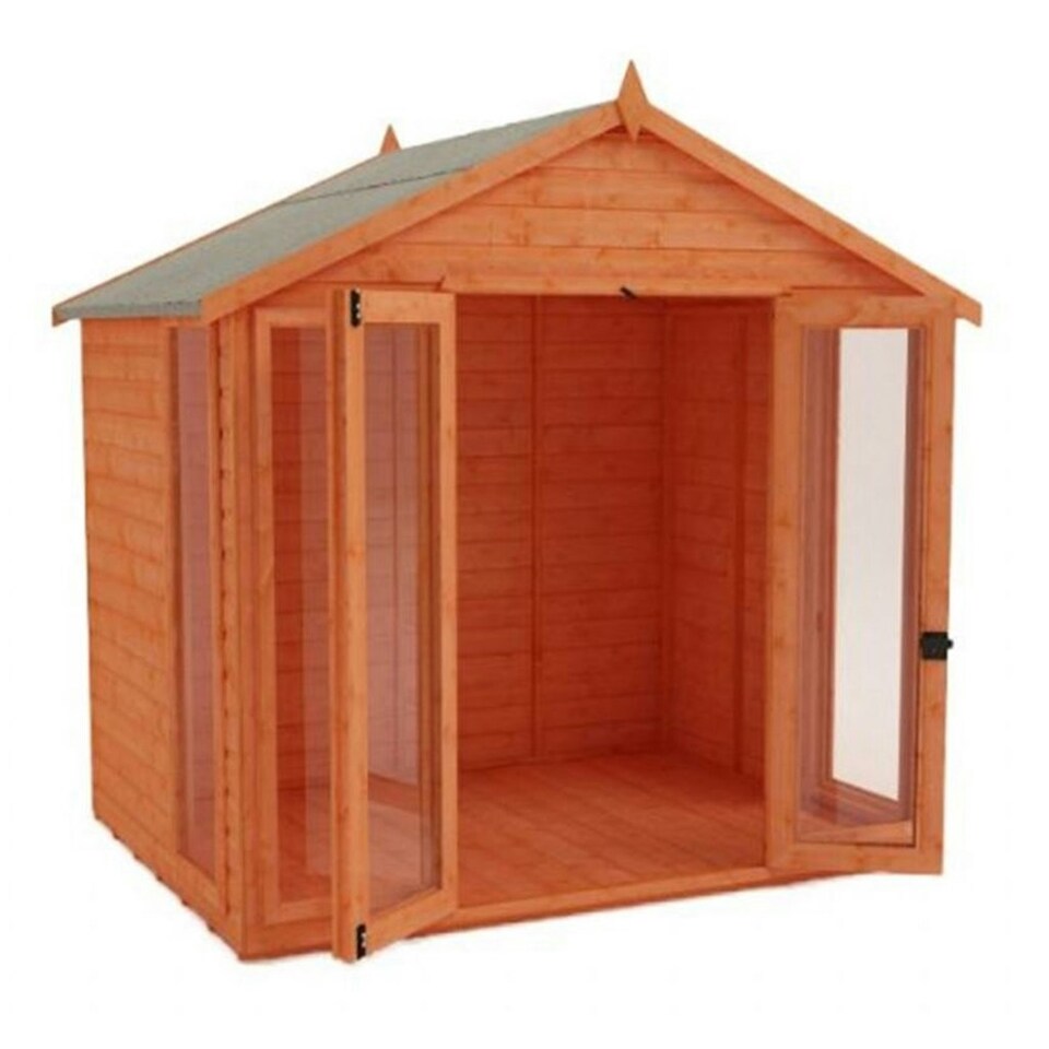 image 1 of 8ft x 8ft (2.35m x 2.35m) Wooden Full Pane Tongue and Groove APEX Summerhouse (12mm T&G Floor + Roof) (8x8) (8 x 8)