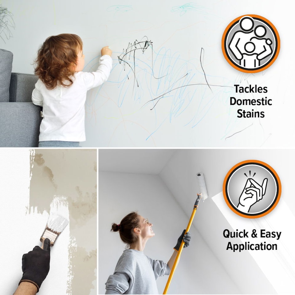 image 1 of Dryzone White Stain Seal & Damp Proof Paint (500ml, White) - Block Damp on Interior Walls | White | White | 500ml