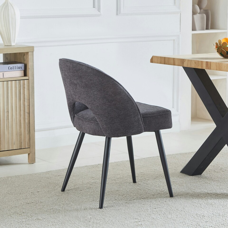 image 1 of Set of 2 Messina Fabric Dining Chairs - Dark Grey