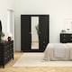 image 6 of Madrid  Wardrobe with 2 Doors 1 Mirror Door 2 Drawers Matt Black