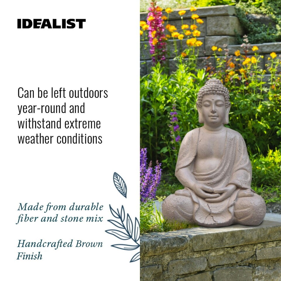 image 1 of Sitting in Meditation Buddha Brown Indoor and Outdoor Statue&nbsp;L30 W24 H41 cm