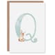 image 1 of Greeting Card Bunny Rabbit Alphabet Letter Q New Baby 1st Birthday