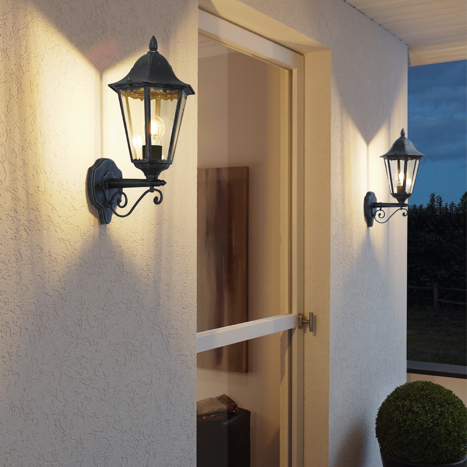 image 1 of EGLO Navedo Traditional Black Aluminium Exterior Wall Lamp