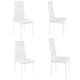 image 2 of Living and Home Set of 4 Faux Leather High Back Dining Chairs - White