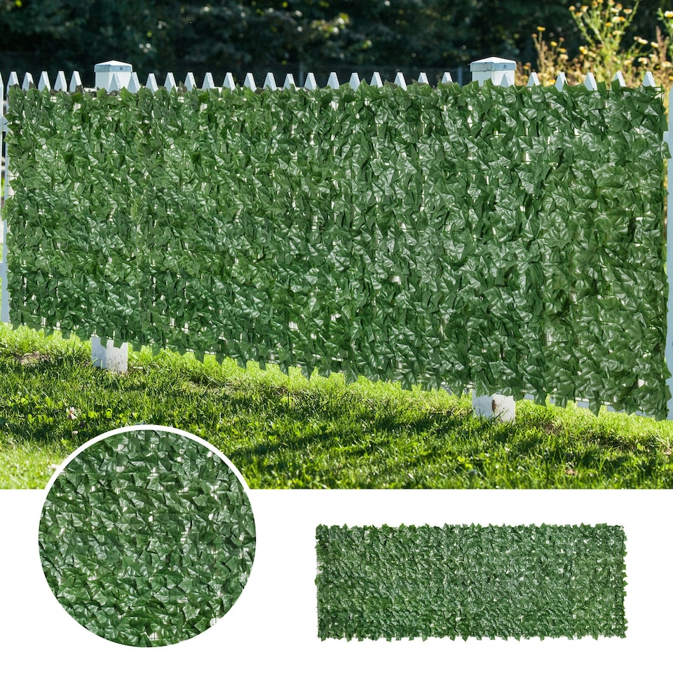image 1 of Outsunny Artificial Leaf Hedge Panel Garden Fence Privacy Screen on Roll 1m x 3m