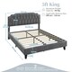 image 3 of Yaheetech 5ft King Upholstered Bed Frame with Button-Tufted Headboard Dark Grey