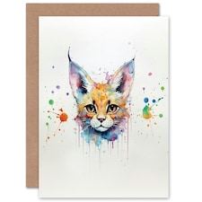 Watercolour Pet Portrait Serval Cat Lover Blank Just to Say Card