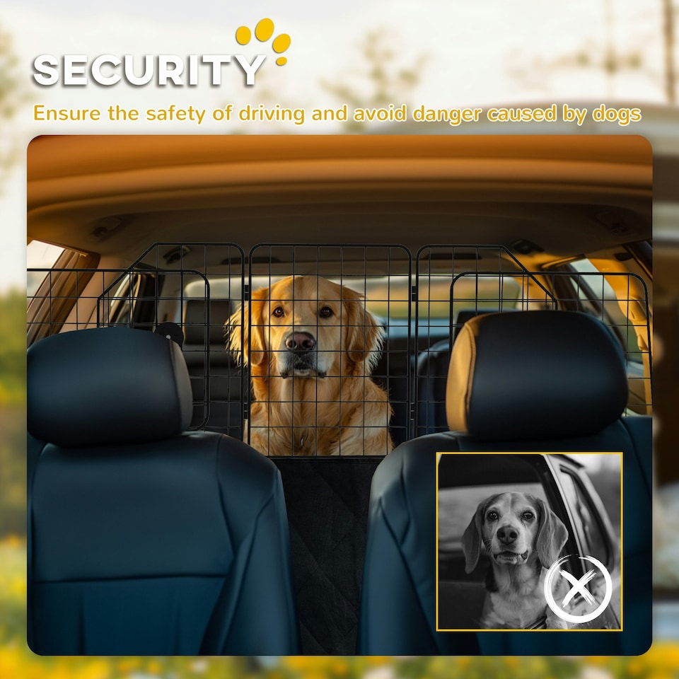 image 1 of PawHut Dog Guard for SUVs, Vehicles, Vans, Car Barrier with Adjustable Width