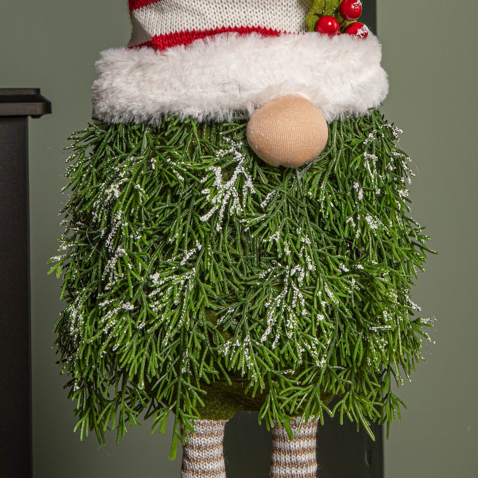 image 1 of 76cm Red and White Christmas Tree Standing Gonk with Striped Hat and Extendable Legs
