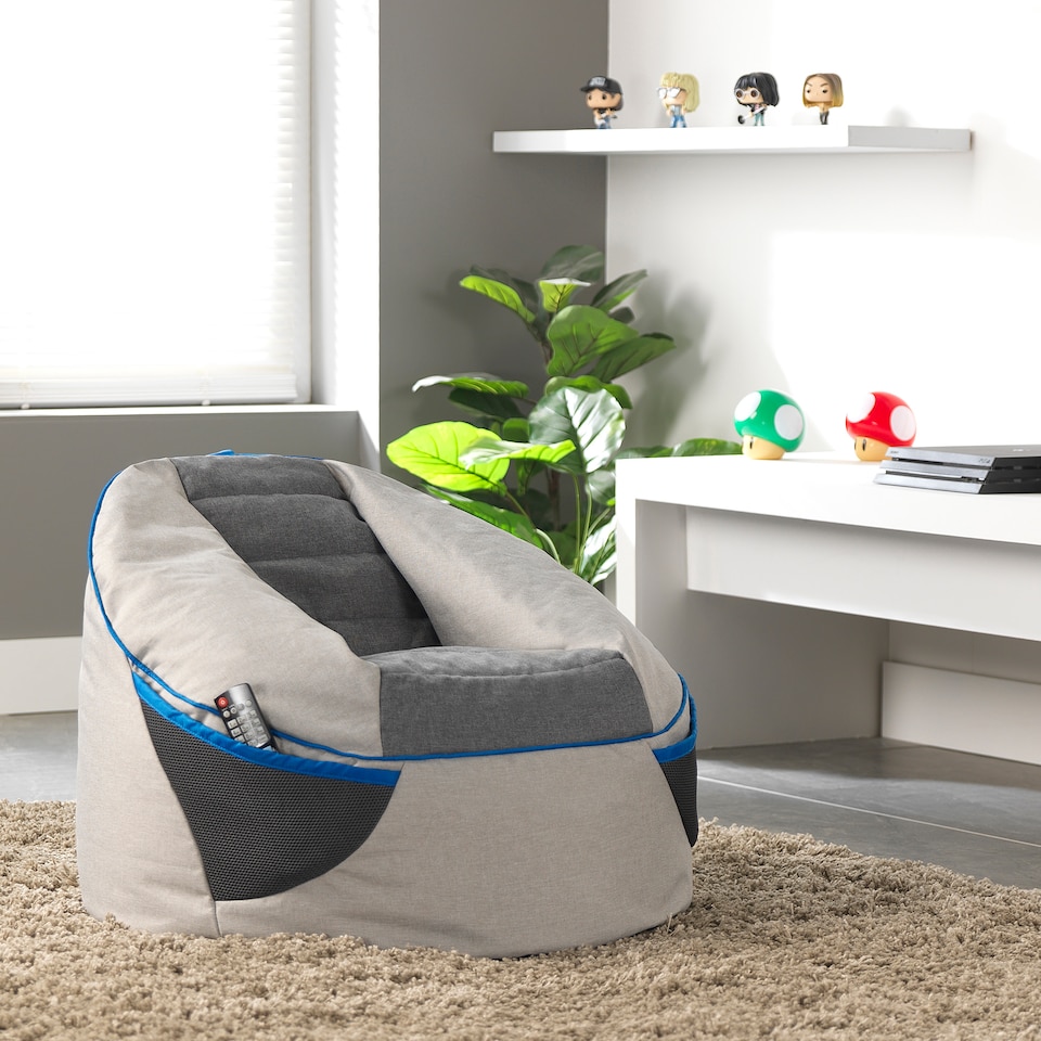 image 1 of PLAY-R1 Alpha Kids Gaming Bean Bag Chair Grey Video Gaming Bean Bags | Grey | Grey | 1