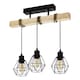image 1 of EGLO Townshend 5 Black/Natural Wood 3-Light Ceiling Pendant, Semi-Flush Industrial Style