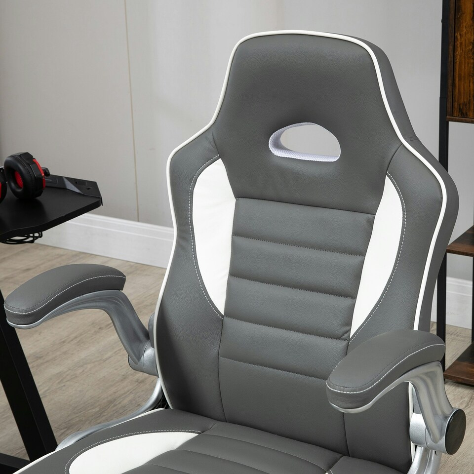 image 1 of Vinsetto Gaming Chair PU Leather Office Chair Swivel Chair Grey