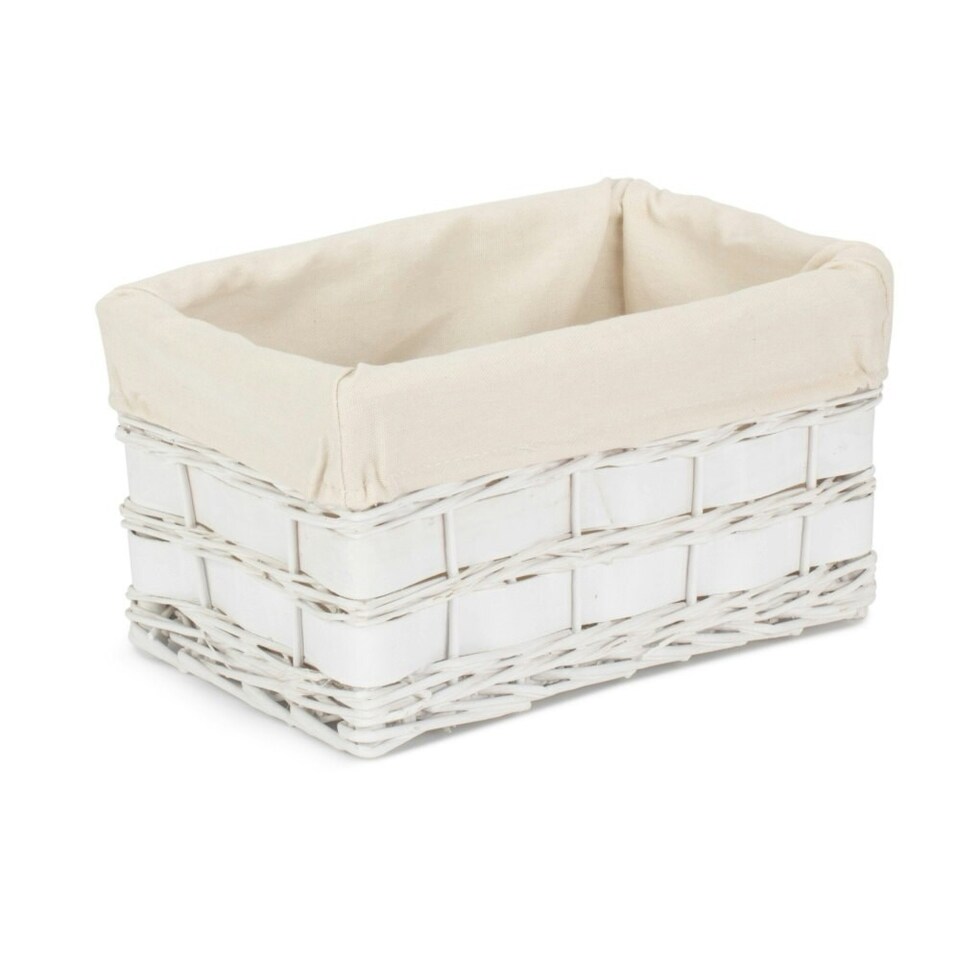 image 1 of Large White Scandi Storage Basket With White Lining | White | White