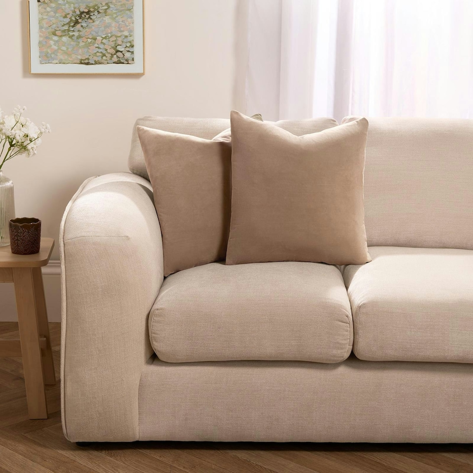 image 1 of OHS 2 x Soft Plain Matte Velvet Cushion Covers, 45x45cm - Natural | Yellow | Natural | 45x45cm | 2