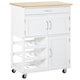 image 1 of HOMCOM Rolling Kitchen Island Trolley Storage Cart w/ Rubberwood Top, White
