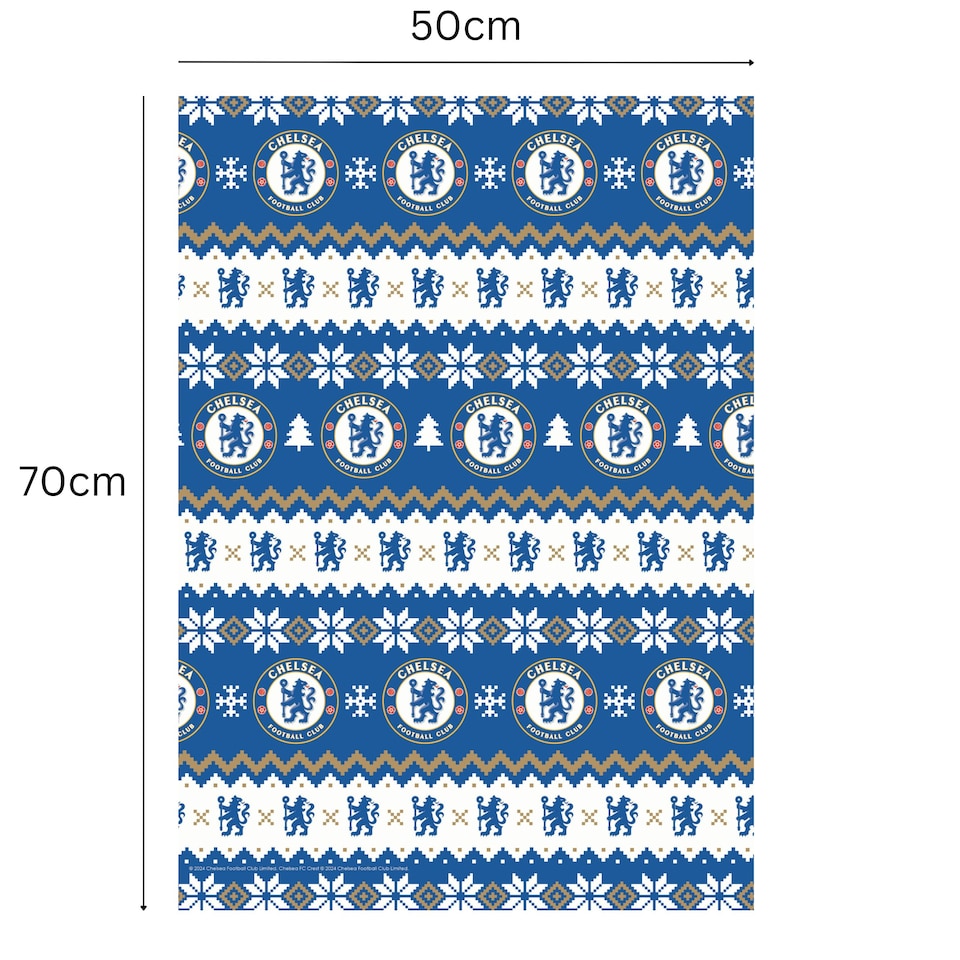 image 1 of Chelsea FC Christmas 2 Sheets & 2 Tags Gift Wrap