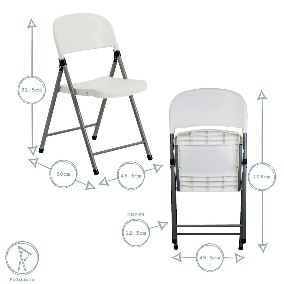 image 1 of Harbour Housewares Folding Trestle Chairs - White - Pack of 6