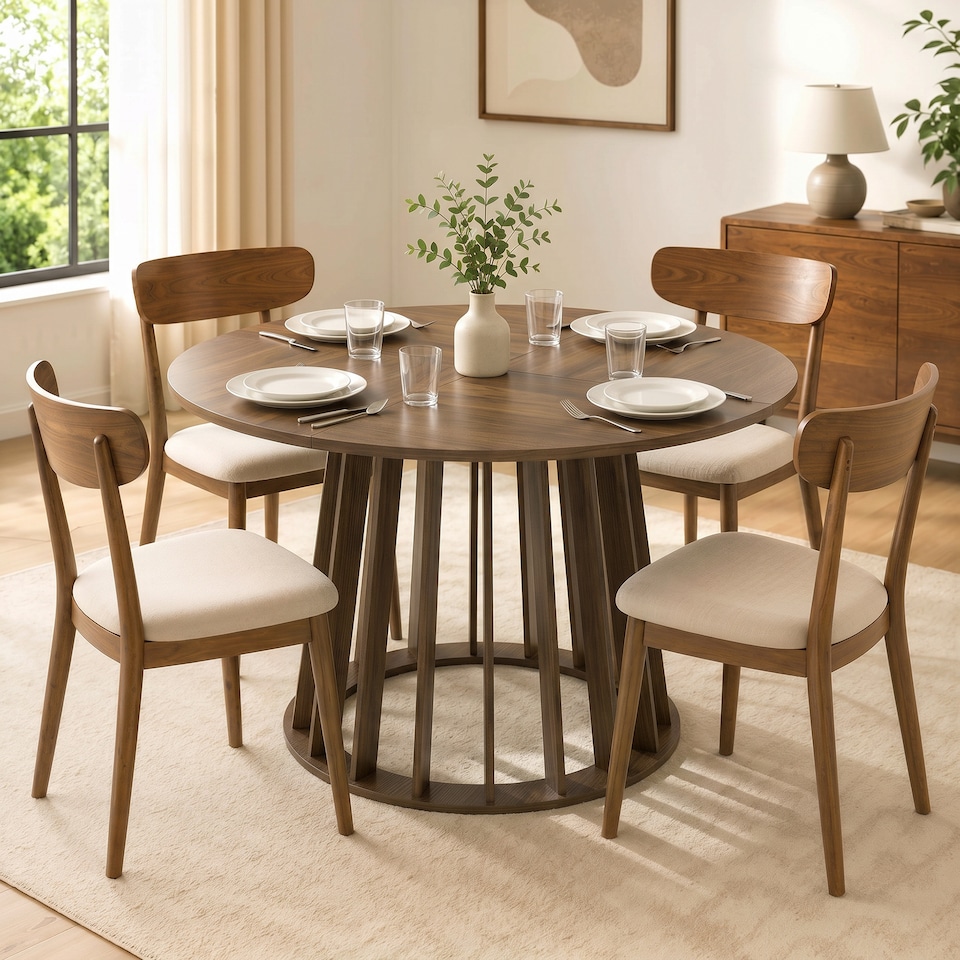 image 1 of HOMCOM Modern Dining Table for 4-6 People 120 cm Light Walnut