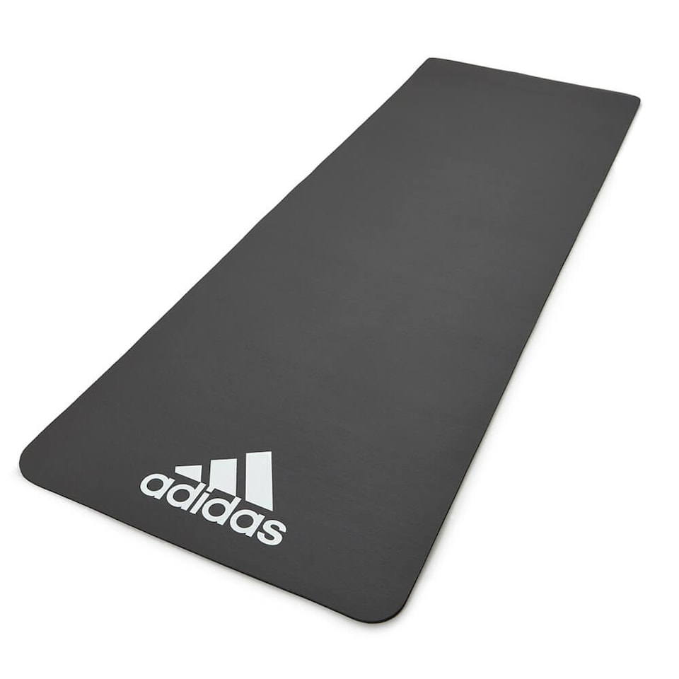 image 1 of Adidas 7mm Training Mat, 173 x 61 cm, Ridged Non-Slip Underside | Black | Black | 173 cm (L) x 61 (W) x 0.7 (H)