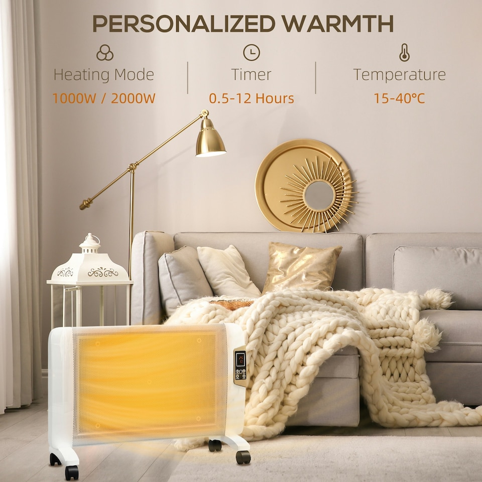 image 1 of HOMCOM Mica Electric Space Heater, Portable Heater, 2 Heat Settings, Black
