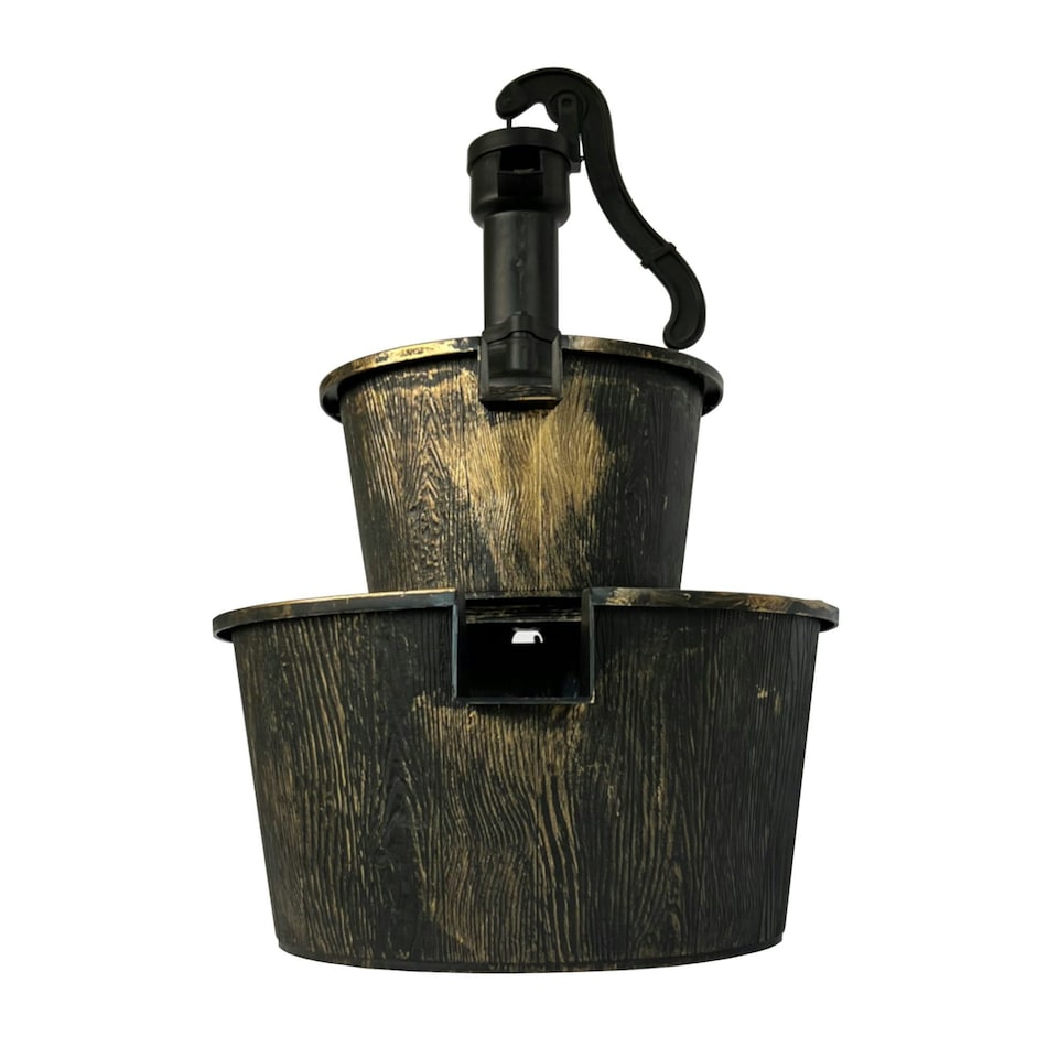 image 1 of Oypla 2 Tier Cascading Barrel Garden Water Pump Fountain Feature
